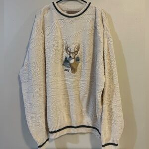 Vintage Shenandoah deer pullover sweater size Mens 2XL beige green